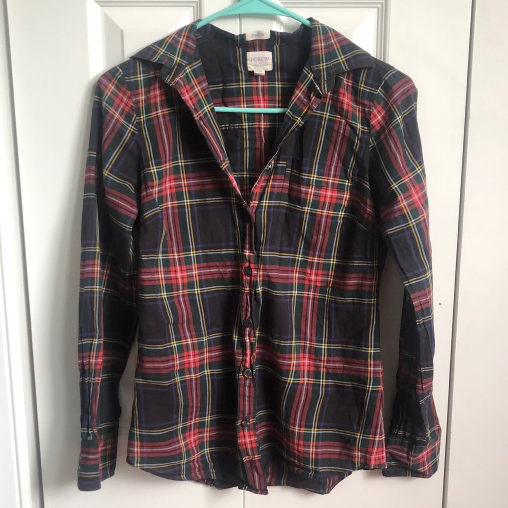 plaid button up blouse